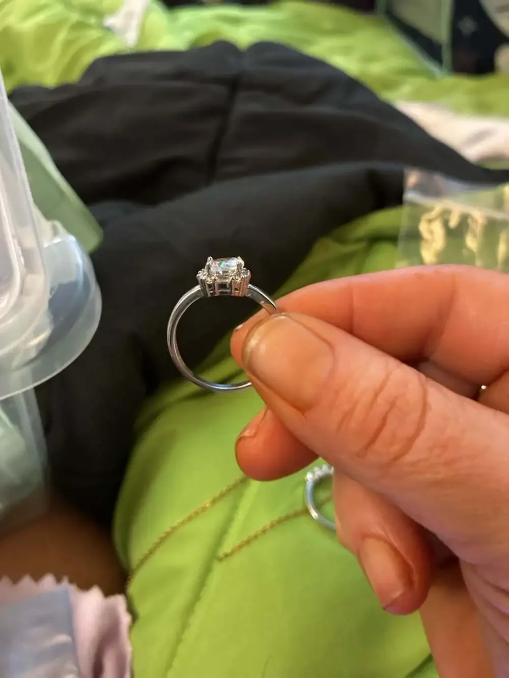 Round Cut Halo Cubic Zirconia Engagement Ring